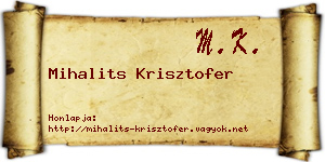 Mihalits Krisztofer névjegykártya